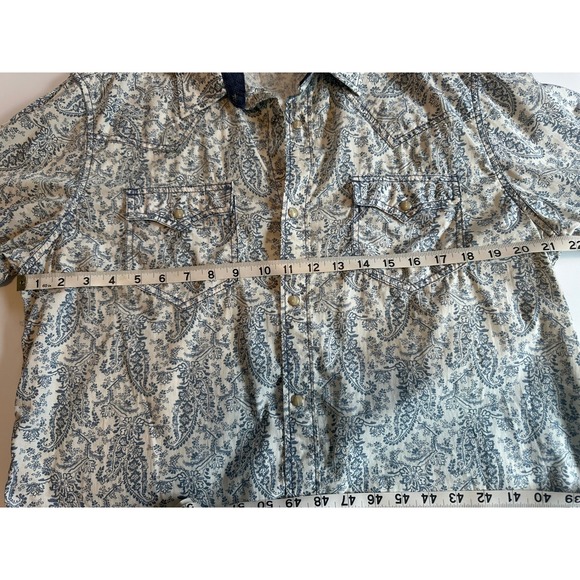 Cody James Paisley Button Down Shirt Blue & Cream Cotton Size Large - Picture 8 of 9